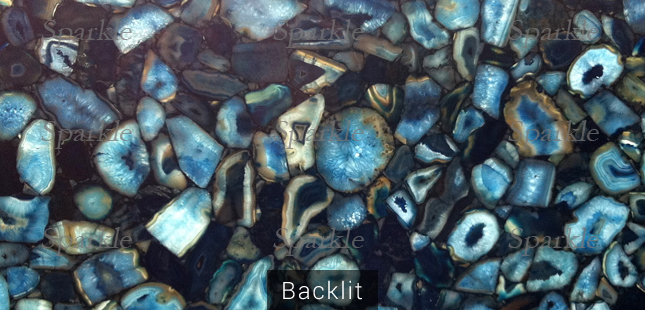 Blue Agate Slab Backlit